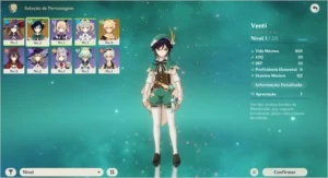 CONTA COM VENTI + MONA + FISCHL COM 1 CONSTELAÇÃO - Genshin Impact
