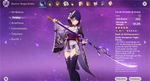 AR55 Shogun raidenC2 assinatura+Nahida+Xiao+Tartaglia Childe - Genshin Impact
