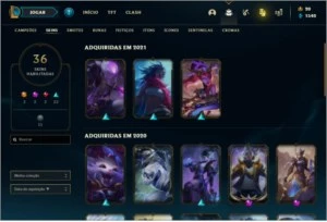 Conta LV 72 40 campeões 36 skins 2 ultimate 2 miticas - League of Legends LOL