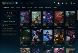 Conta ouro 1 com 50 Champs e 22 Skins - League of Legends LOL