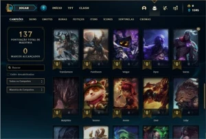 Conta ouro 1 com 50 Champs e 22 Skins - League of Legends LOL