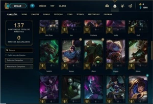 Conta ouro 1 com 50 Champs e 22 Skins - League of Legends LOL