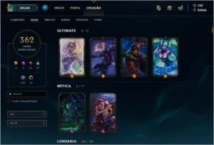 Diamante IV - 362 skins - League of Legends LOL