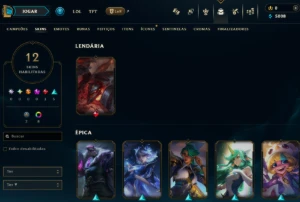 prata 1, 12 Skins, 1 Lendária, Mmr Top, Lol Lvl 65, 85 Champ - League of Legends