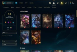 Conta prata 3 com 87 Champs e 64 Skins - League of Legends LOL