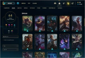 Conta prata 3 com 87 Champs e 64 Skins - League of Legends LOL