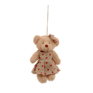 Ursinha com vestido cru de poá (11 cm) - Artesanato e Personalizados