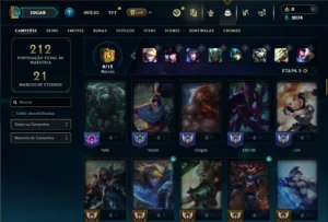 Unranked com TODOS os champs e 47 Skins +1 Prestigio - League of Legends LOL