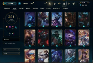 Bronze 2 com TODOS os champs e 351 Skins ( TOP / JG / MID ) - League of Legends LOL