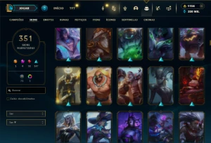 Bronze 2 com TODOS os champs e 351 Skins ( TOP / JG / MID ) - League of Legends LOL