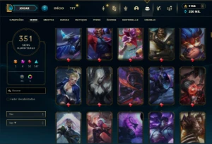 Bronze 2 com TODOS os champs e 351 Skins ( TOP / JG / MID ) - League of Legends LOL