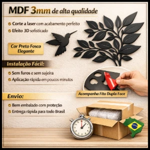 Quadro Flor da Lua em MDF Preto - Artesanato e Personalizados