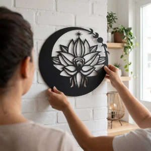 Quadro Flor da Lua em MDF Preto - Artesanato e Personalizados