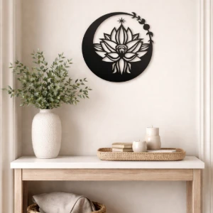 Quadro Flor da Lua em MDF Preto - Artesanato e Personalizados