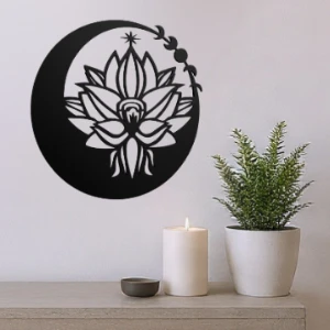 Quadro Flor da Lua em MDF Preto - Artesanato e Personalizados