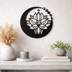 Quadro Flor da Lua em MDF Preto