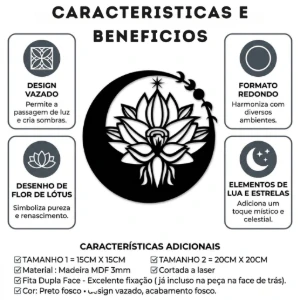 Quadro Flor da Lua em MDF Preto - Artesanato e Personalizados