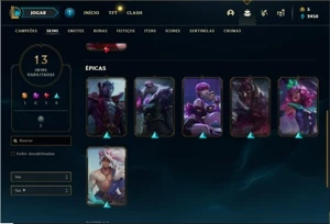 Conta prata 3 com 34 Champs e 13 Skins + 1 Fragmento - League of Legends LOL