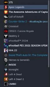 Conta steam com FIFA 22, GTA 4, PES 2021 e etc
