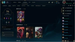 Conta de LOL com todos os champs nv 337 76 skins - League of Legends