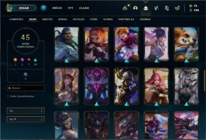 Conta bronze 2 com 70 Champs e 45 Skins - League of Legends LOL
