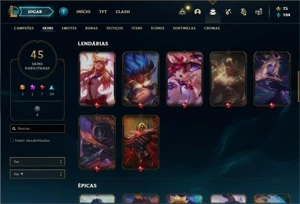 Conta bronze 2 com 70 Champs e 45 Skins - League of Legends LOL