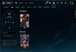 Conta bronze 2 com 70 Champs e 45 Skins - League of Legends LOL