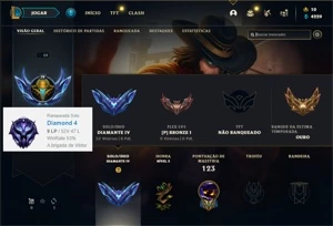 Conta Diamante 4 com 36 Champs e 16 Skins ( 5 Vitoriosas ) - League of Legends LOL