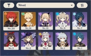 Genshin Impact AR. 17 Diluc 5* + Personagens 4* + Armas 4*