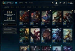 Conta platina 4 com TODOS os champs e 264 skins + 52 Cromas - League of Legends LOL
