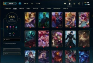 Conta platina 4 com TODOS os champs e 264 skins + 52 Cromas - League of Legends LOL