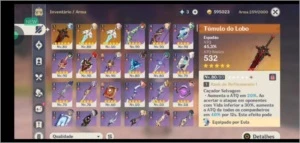 Conta AR 56 vários personagens t5 - Genshin Impact