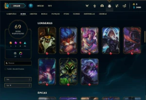 Conta bronze 4 com 90 Champs e 69 Skins (mais de 20 jogos) - League of Legends LOL
