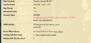 Conta aqw 2011 varios itens com ''heros'' rares - Adventure Quest World