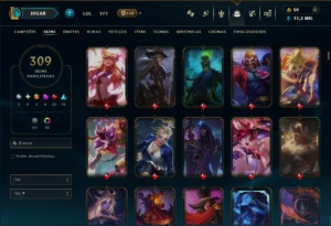 Unranked com TODOS os Champs e 309 Skins ( MID / ADC / JG ) - League of Legends LOL