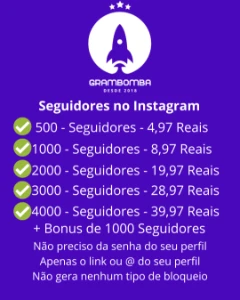 Mega Promoção !! Seguidores Instagram - Redes Sociais