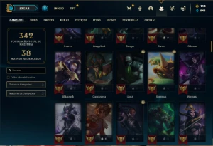 Conta bronze 4 com 115 Champs e 50 Skins (MAIS DE 200 JOGOS) - League of Legends LOL