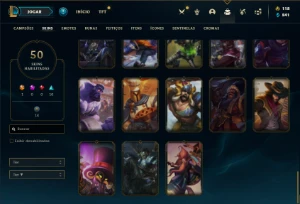 Conta bronze 4 com 115 Champs e 50 Skins (MAIS DE 200 JOGOS) - League of Legends LOL