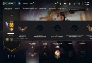 Conta bronze 4 com 115 Champs e 50 Skins (MAIS DE 200 JOGOS) - League of Legends LOL