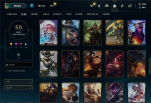 Conta bronze 4 com 115 Champs e 50 Skins (MAIS DE 200 JOGOS) - League of Legends LOL