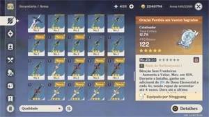 Conta Genshin Impact AR 33 4 armas lendárias