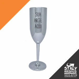 Taça Champanhe Metalizada Prata - Artesanato e Personalizados