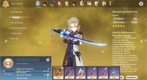 Conta Genshin Impact AR 5 com Albedo e Maremoto da Lua