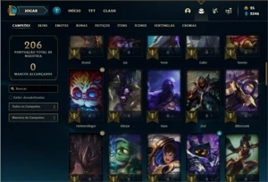 Conta prata 3 com 67 Champs e 38 skins - League of Legends LOL
