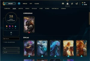 Conta prata 3 com 67 Champs e 38 skins - League of Legends LOL