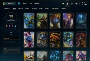 Conta prata 3 com 67 Champs e 38 skins - League of Legends LOL