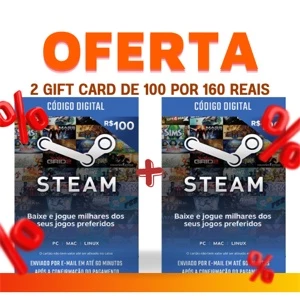 PROMO Dois Steam Cartão Pré-pago R$ 100+100 Reais Gift Card - Gift Cards