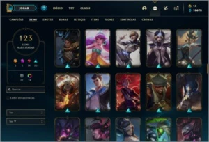 Conta platina 3 com 124 champs e 123 skins - League of Legends LOL