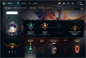 Conta platina 3 com 124 champs e 123 skins - League of Legends LOL