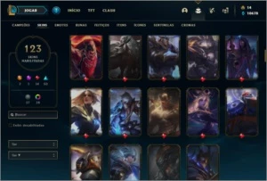 Conta platina 3 com 124 champs e 123 skins - League of Legends LOL